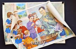 Yuriy Gagarin & Soviet Children Ussr Space Cosmos Satellite Aeroflot Poster