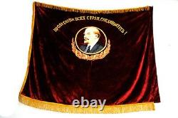 100%original Union Soviétique Bannière Drapeau Velvet Lénine Urss Russie Communiste Emblem