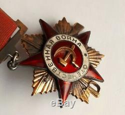 14k Gold Siler Emaux Ordre Soviétique De La Guerre Patriotique 1 Document De Classe