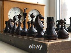 1930-40s Rare Vintage Urss Soviétique Russe Jeu D’échecs En Bois Vtg Old Antique