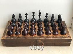 1930-40s Rare Vintage Urss Soviétique Russe Jeu D’échecs En Bois Vtg Old Antique