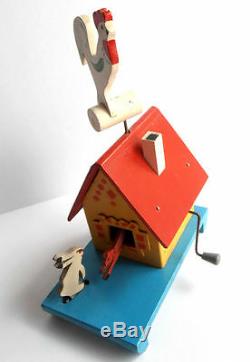 1950 Urss Mécanique En Bois Soviétique Russe Toy Orgue Baril Fairy-tale Log Hut