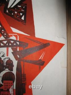 1969 Affiche authentique russe soviétique URSS ? Nous construisons le communisme ? Espace Lénine