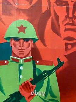 1971 Original Vintage Russie Affiche D'art Soviétique Urss Armée Intérêt Militaire