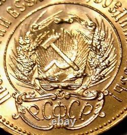 1977 Rare LMD Mint Russie Coin 10 R Chervonetz 1/4 Oz Soviet Russie Urss Unc