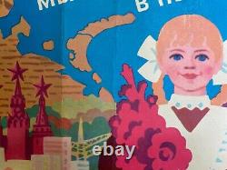 1983 Original Vintage Russie Affiche D'art Soviétique Urss Enfants Étudiants Paix
