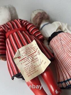 2x Poupée en plastique vintage soviétique russe de l'URSS garçon fille en costume folklorique 12 pouces années 60