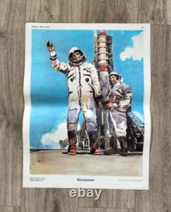 AFFICHE SOVIÉTIQUE ORIGINALE DE 1981 COSMONAUTE URSS ASTRONAUTE ROCKET ESPACE