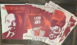 Affiche de l'ensemble de folio soviétique russe de 1987, propagande communiste rouge du CPSU, Lénine