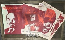 Affiche de l'ensemble de folio soviétique russe de 1987, propagande communiste rouge du CPSU, Lénine