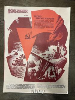 Affiche de l'ensemble de folio soviétique russe de 1987, propagande communiste rouge du CPSU, Lénine