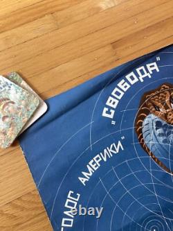 Affiche de propagande SOVIÉTIQUE RUSSE Anti-USA Anti-Guerre URSS 1985 serpent cobra liberté