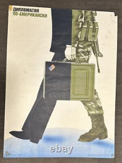 Affiche de propagande de la guerre froide soviétique de l'URSS de 1986 sur le style diplomatique américain ancien