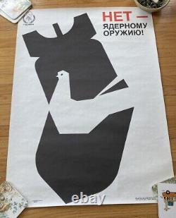 Affiche de propagande soviétique anti-nucléaire pour la paix, contre la guerre, URSS vintage 1986