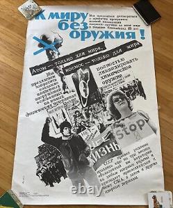 Affiche de propagande soviétique russe Anti-nucléaire paix Anti-guerre URSS vintage 1986