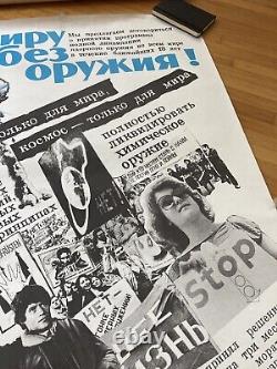 Affiche de propagande soviétique russe Anti-nucléaire paix Anti-guerre URSS vintage 1986