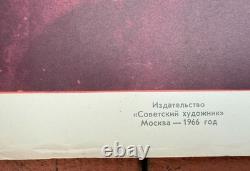 Affiche de propagande soviétique russe de l'URSS cosmique vintage extrêmement rare 1966