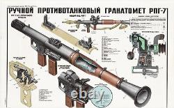 Affiche militaire soviétique russe originale Vintage Bazooka lance-missiles 5 de l'URSS
