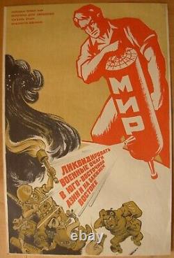 Affiche originale soviétique russe Guerre en Asie du Sud-Est Moyen-Orient URSS paix