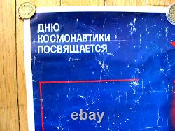 Affiche soviétique russe vintage de 1984 TRÈS RARE! 100% original! ESPACE