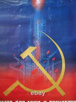 Affiche soviétique russe vintage de 1984 TRÈS RARE! 100% original! ESPACE