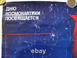 Affiche soviétique russe vintage de 1984 TRÈS RARE! 100% original! ESPACE