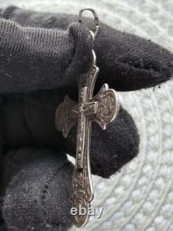 Amulette RARE Ancienne en Argent 875 Crois Jesus Religion Chrétienne Russe Soviétique
