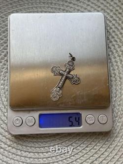 Amulette RARE Ancienne en Argent 875 Crois Jesus Religion Chrétienne Russe Soviétique