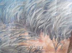 Ancienne grande peinture soviétique russe à l'huile sur toile LENINE en plein air URSS années 1970
