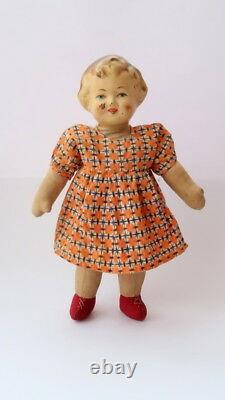 Antique Vintage Soviétique Russe Doll Fille Tête De Sciure Comprimée Corps Doux