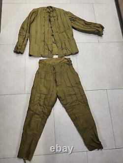 Armée soviétique de l'URSS Hiver russe FUFAIKA VATNIK TELOGREIKA Veste + pantalon WW2 Taille 2
