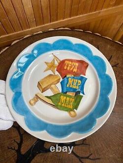 Assiette en porcelaine de propagande soviétique RAR russe 1947 Auteur célèbre V. Prisyazhnyuk