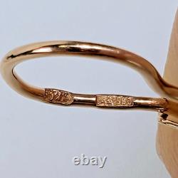 BOUCLES D'OREILLES VINTAGE RUSSES EN OR ROSE ET AMBRE BALTIQUE 583 SIGNÉES URSS