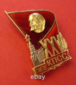 Badge de Délégué du XXV Congrès du Parti Communiste Soviétique ARGENT DORE ORIGINAL 1976 URSS