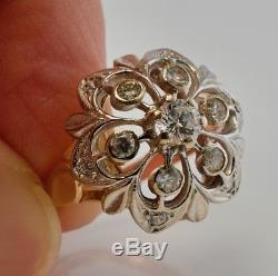 Bague Diamant Urss Russe. 44kttw 14k Rose Rose Gold Union Soviétique Vintage