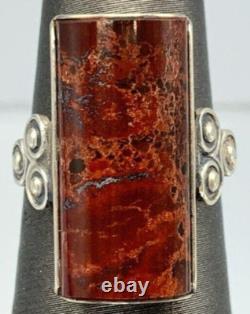 Bague antique soviétique/USSR/russe (S/S 875) jaspe naturel taille 4.25 pour femmes