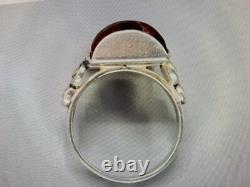 Bague antique soviétique/USSR/russe (S/S 875) jaspe naturel taille 4.25 pour femmes