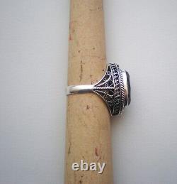 Bague cocktail vintage en argent sterling russe soviétique de l'URSS avec alexandrite faite à la main