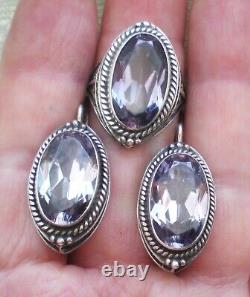 Bague cocktail vintage en argent sterling russe soviétique de l'URSS avec alexandrite faite à la main