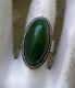 Bague De Cocktail En Jade Néphrite Verte En Argent Massif 875 Russe Soviétique De L'époque Soviétique
