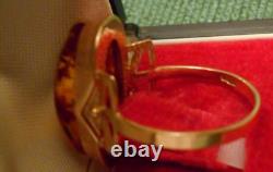 Bague en ambre baltique domée en or rose 583 14k vintage soviétique d'URSS, taille 8