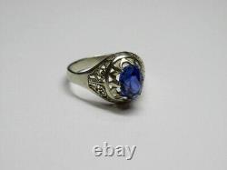 Bague en argent sterling 925 russe soviétique vintage avec saphir, bijoux pour femmes taille 6,5