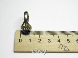 Bague en argent sterling 925 russe soviétique vintage avec saphir, bijoux pour femmes taille 6,5