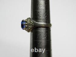 Bague en argent sterling 925 russe soviétique vintage avec saphir, bijoux pour femmes taille 6,5