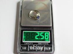 Bague en argent sterling 925 russe soviétique vintage avec saphir, bijoux pour femmes taille 6,5
