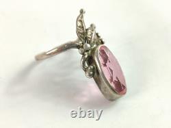 Bague en argent sterling russe soviétique vintage 875 URSS bijou féminin avec pierre