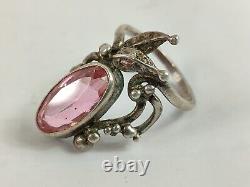Bague en argent sterling russe soviétique vintage 875 URSS bijou féminin avec pierre