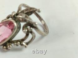 Bague en argent sterling russe soviétique vintage 875 URSS bijou féminin avec pierre