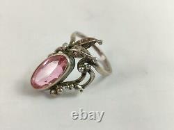 Bague en argent sterling russe soviétique vintage 875 URSS bijou féminin avec pierre