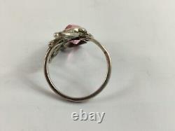 Bague en argent sterling russe soviétique vintage 875 URSS bijou féminin avec pierre